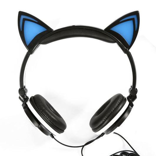 Foldable Glowing Cat Ears headphones with LED lights