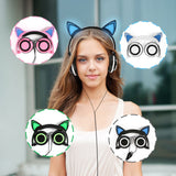 Foldable Glowing Cat Ears headphones with LED lights